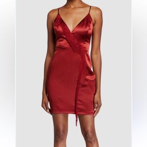 NWT Aiden satin and fringe dress